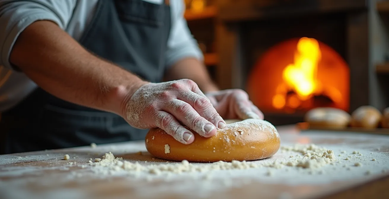 Artisan préparant des bagels dans un four à bois traditionnel du Mile End