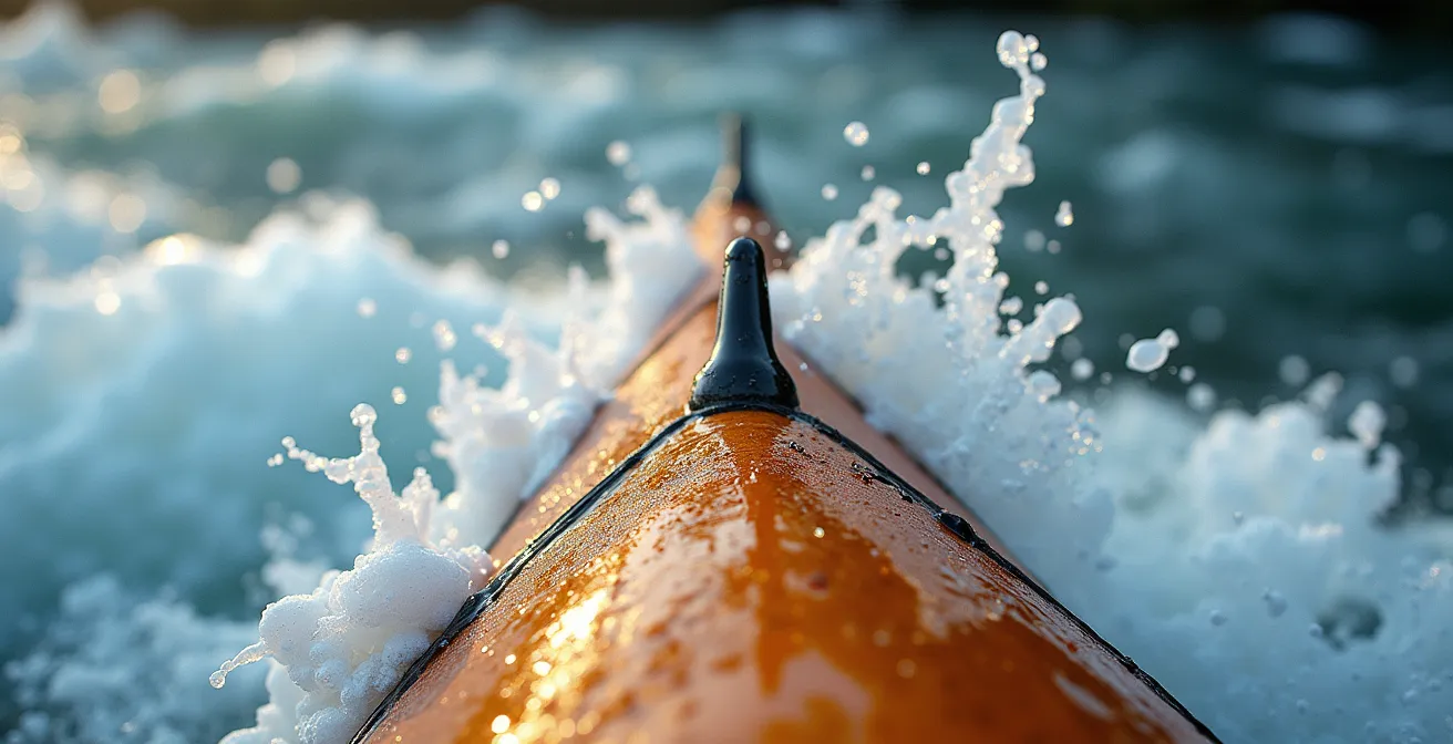 Canoéistes franchissant des rapides de classe II sur la rivière Jacques-Cartier