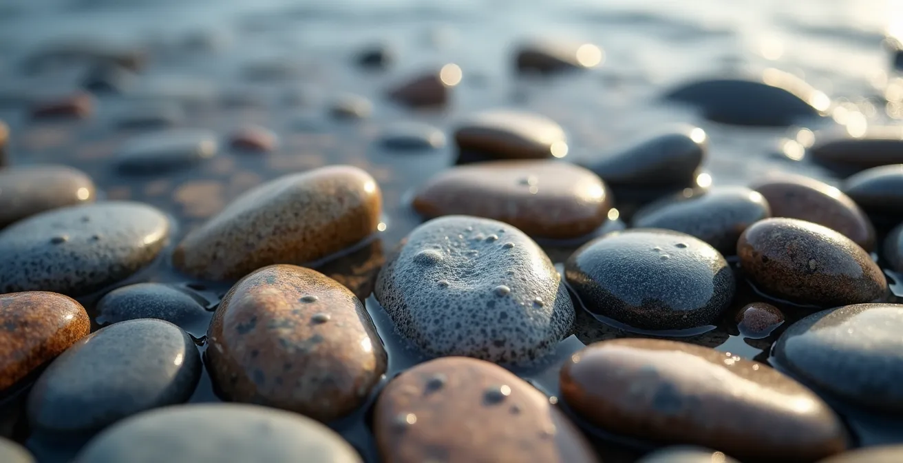 Berge naturelle avec galets protégeant contre l'érosion des vagues